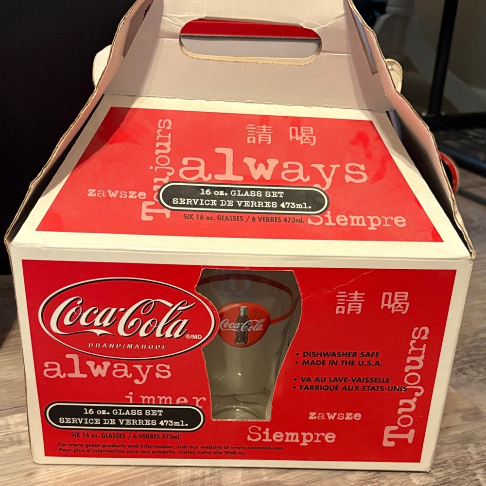 Coca Cola Red and White Glass Set